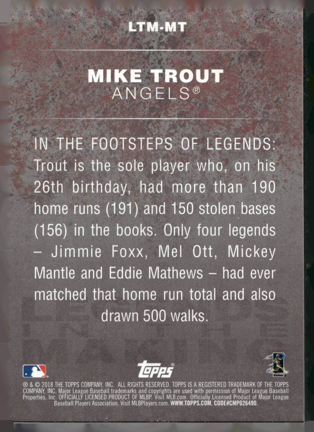 2018 Topps #LTM-MT Mike Trout Legends in the Making (Series 1)