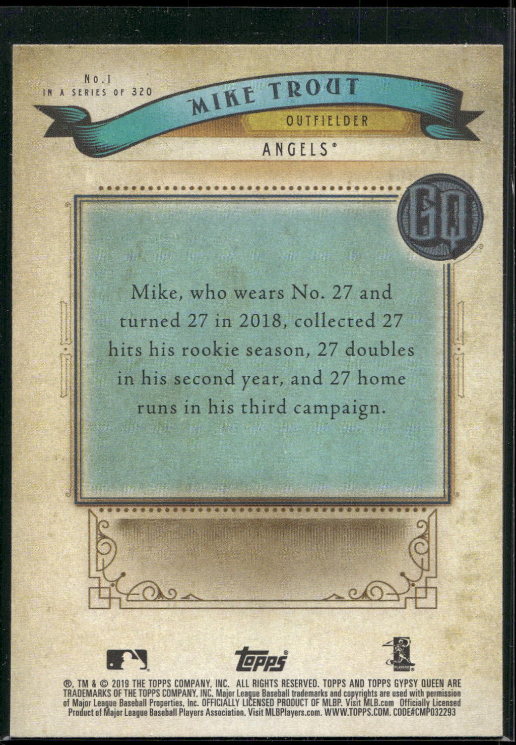 2019 Topps Gypsy Queen #1 Mike Trout