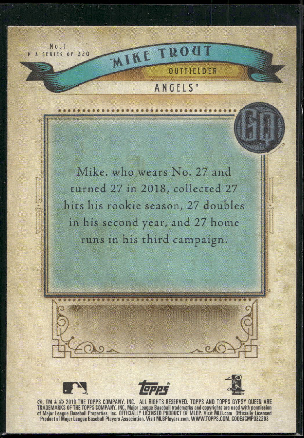 2019 Topps Gypsy Queen #1 Mike Trout