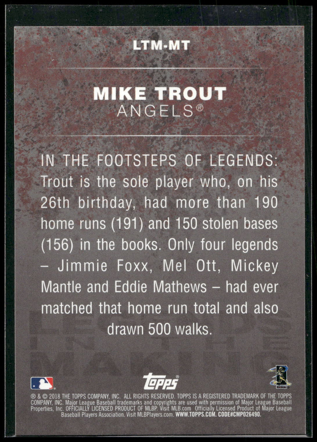 2018 Topps #LTM-MT Mike Trout Legends in the Making (Series 1)