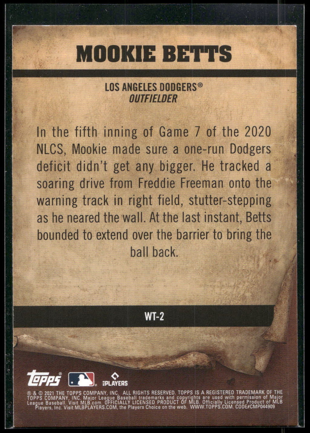 2021 Topps Big League #WT-2 Mookie Betts Wanted