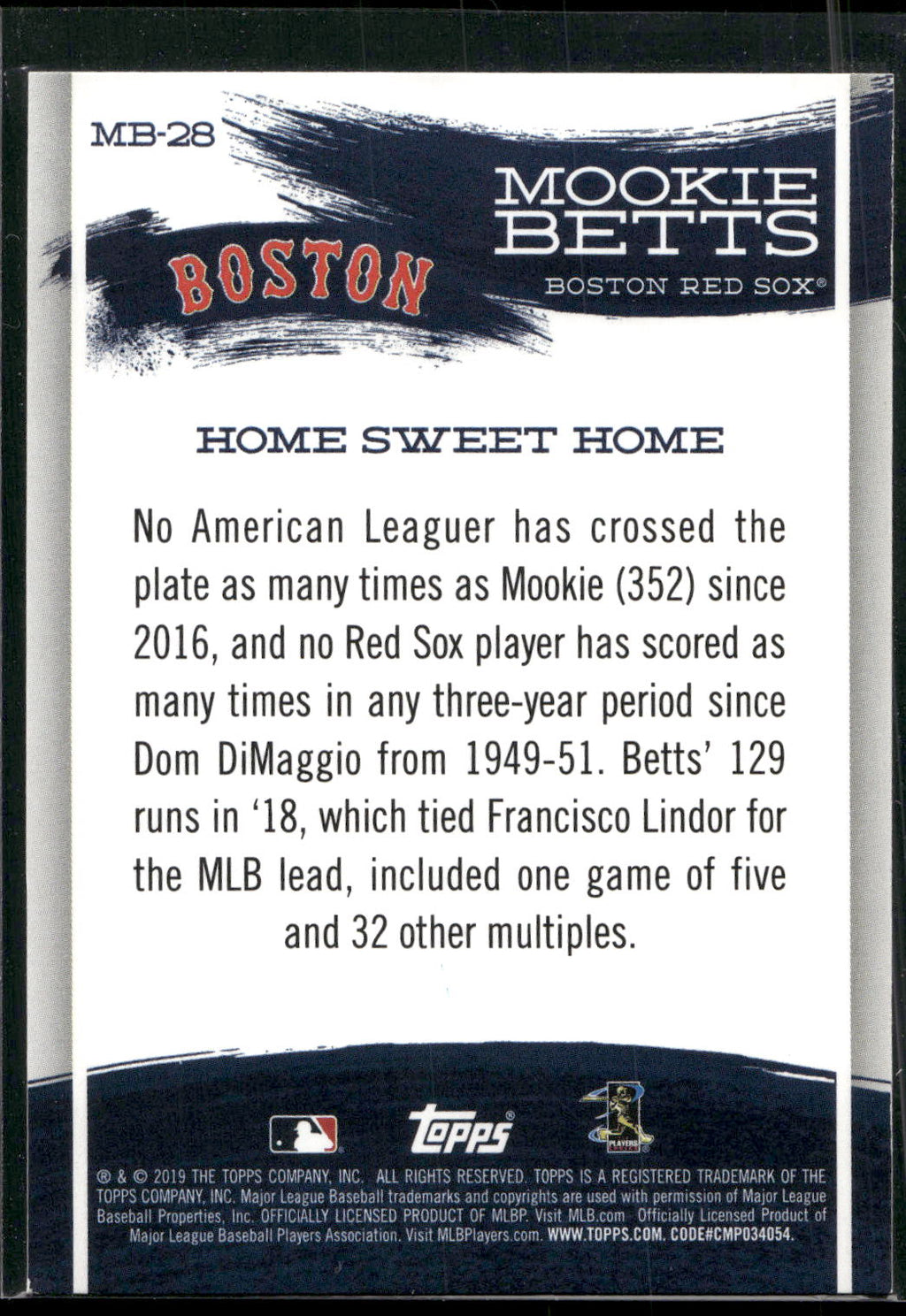 2019 Topps #MB-28 Mookie Betts Mookie Betts Star Player Highlights