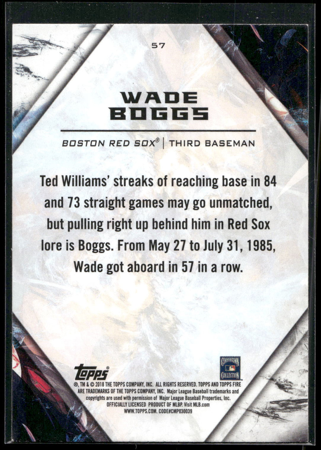 2018 Topps Fire #57 Wade Boggs