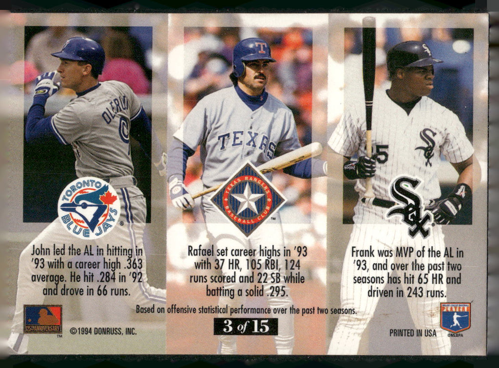 1994 Triple Play #3 Frank Thomas / Rafael Palmeiro / John Olerud Medalists