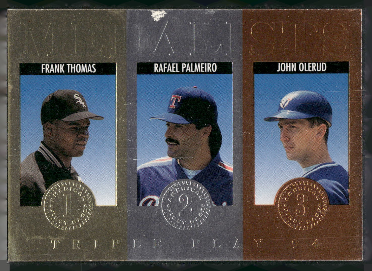 1994 Triple Play #3 Frank Thomas / Rafael Palmeiro / John Olerud Medalists