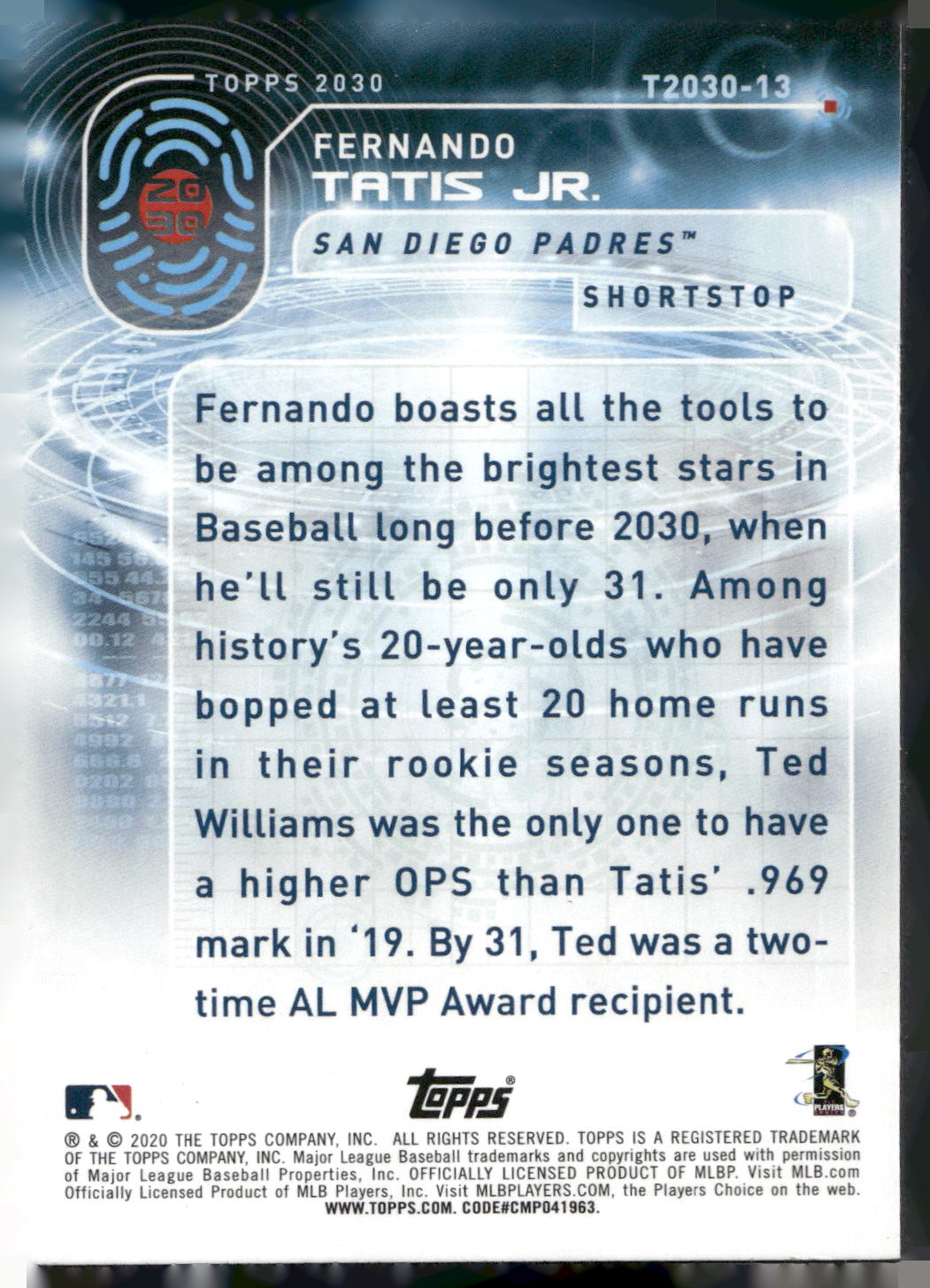 2020 Topps #T2030-13 Fernando Tatis Jr. Topps 2030