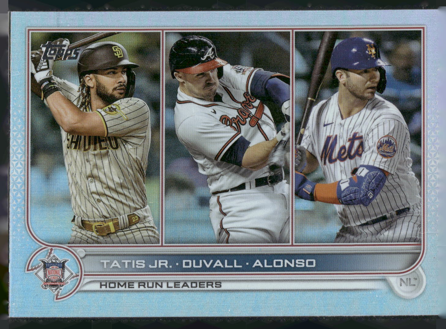2022 Topps #146 (Fernando Tatis Jr. / Adam Duvall / Pete Alonso) Rainbow Foil
