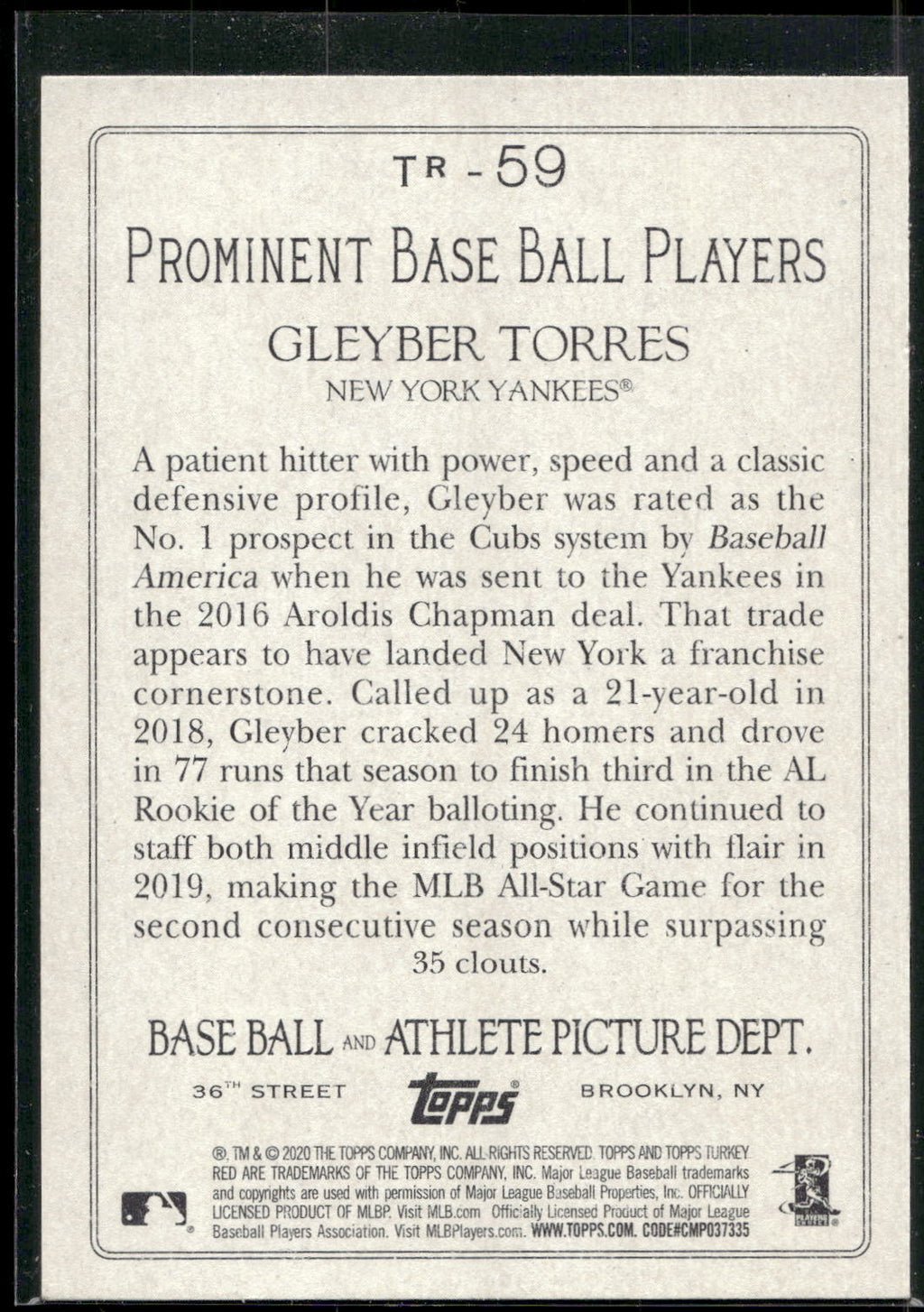 2020 Topps #TR-59 Gleyber Torres Turkey Red 2020 (Series 1)