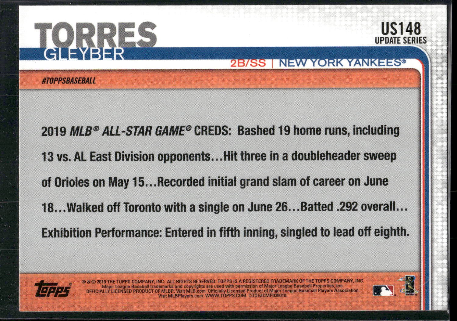 2019 Topps Update #US148 Gleyber Torres