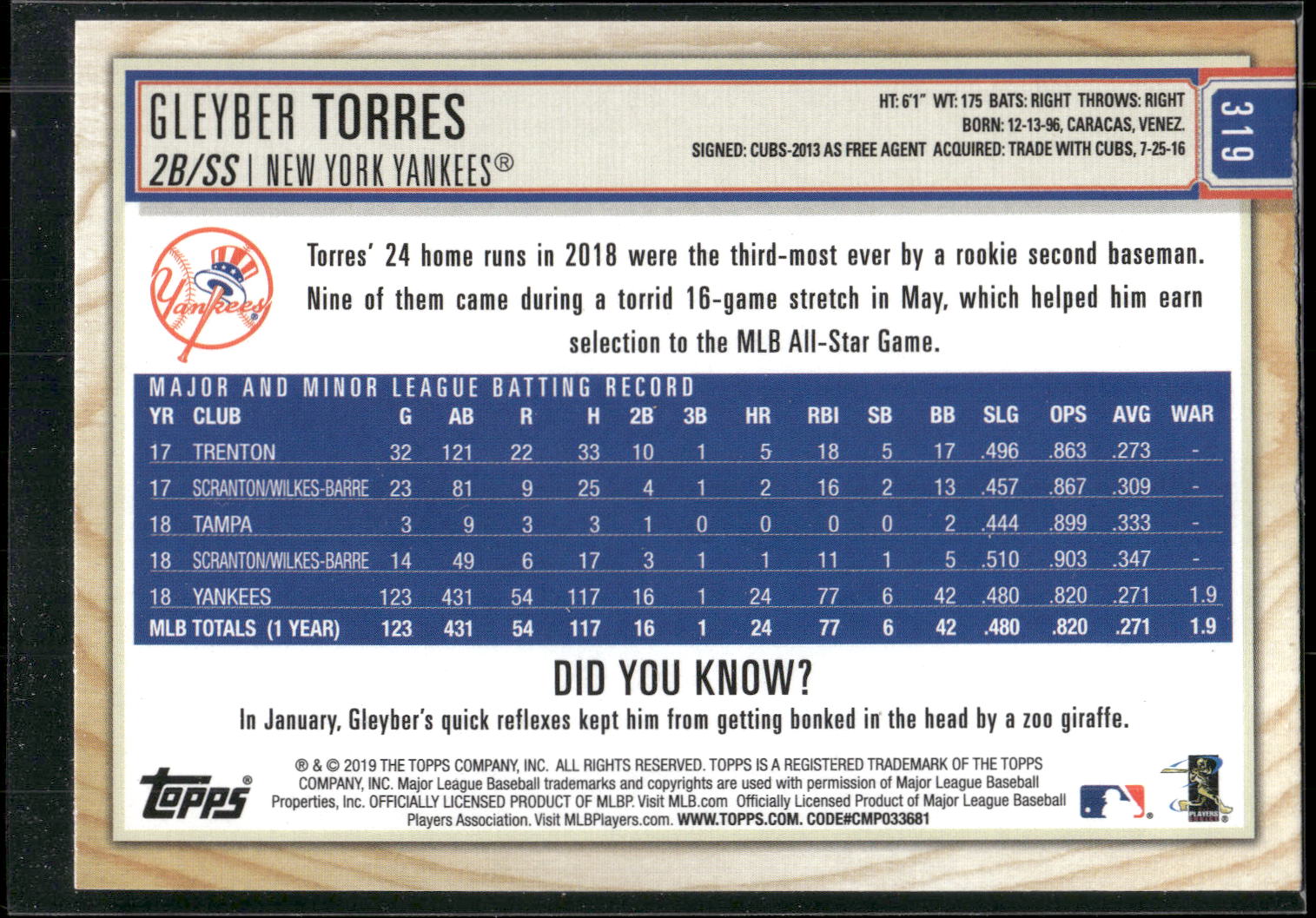2019 Topps Big League #319 Gleyber Torres
