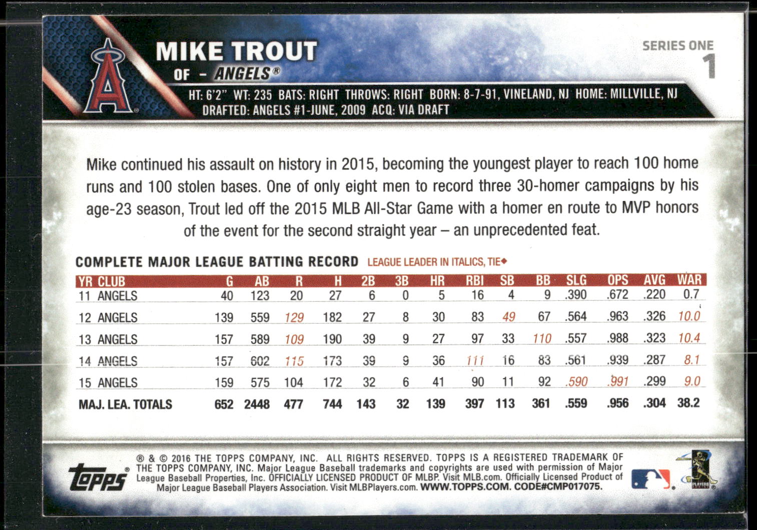 2016 Topps #1 Mike Trout