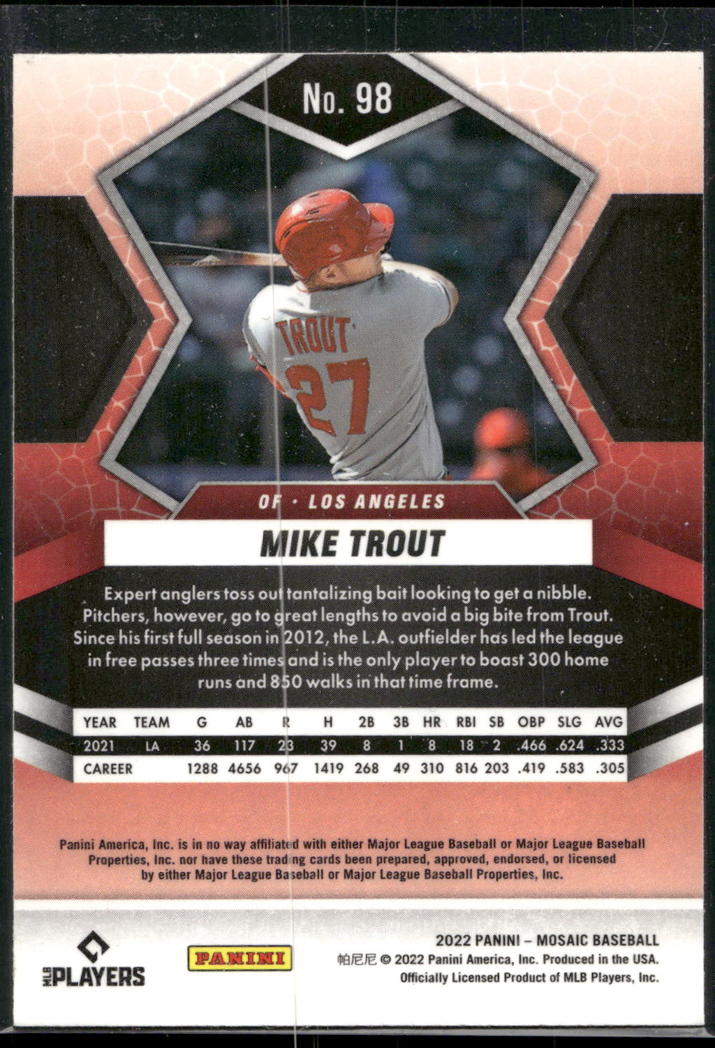 2022 Panini Mosaic #98 Mike Trout