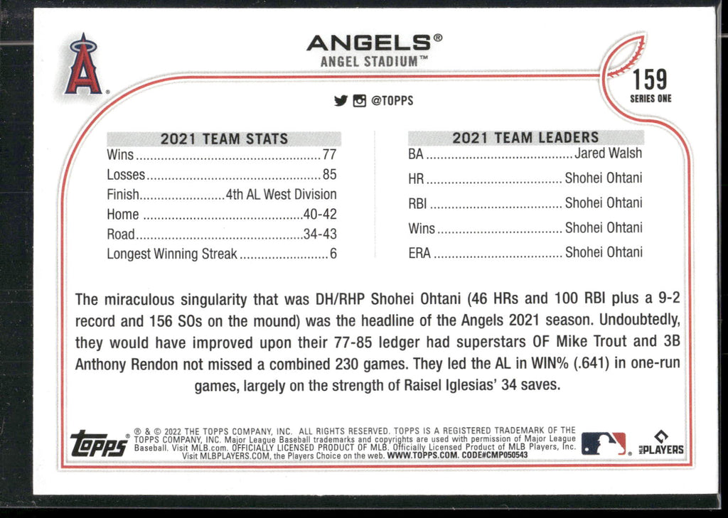 2022 Topps #159 Los Angeles Angels