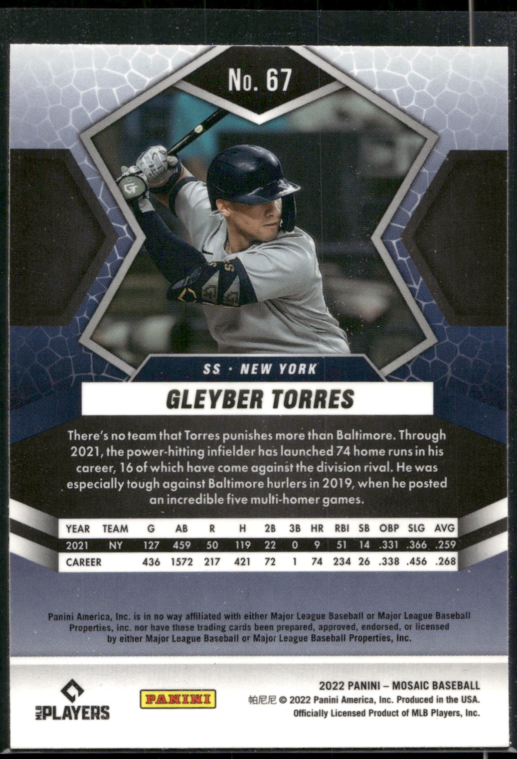 2022 Panini Mosaic #67 Gleyber Torres