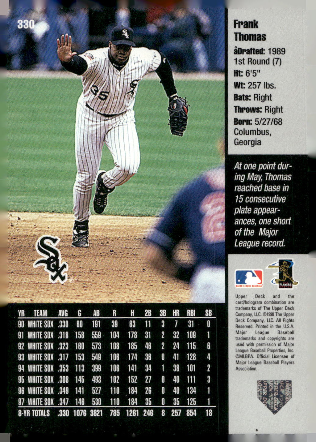 1998 Upper Deck #330 Frank Thomas