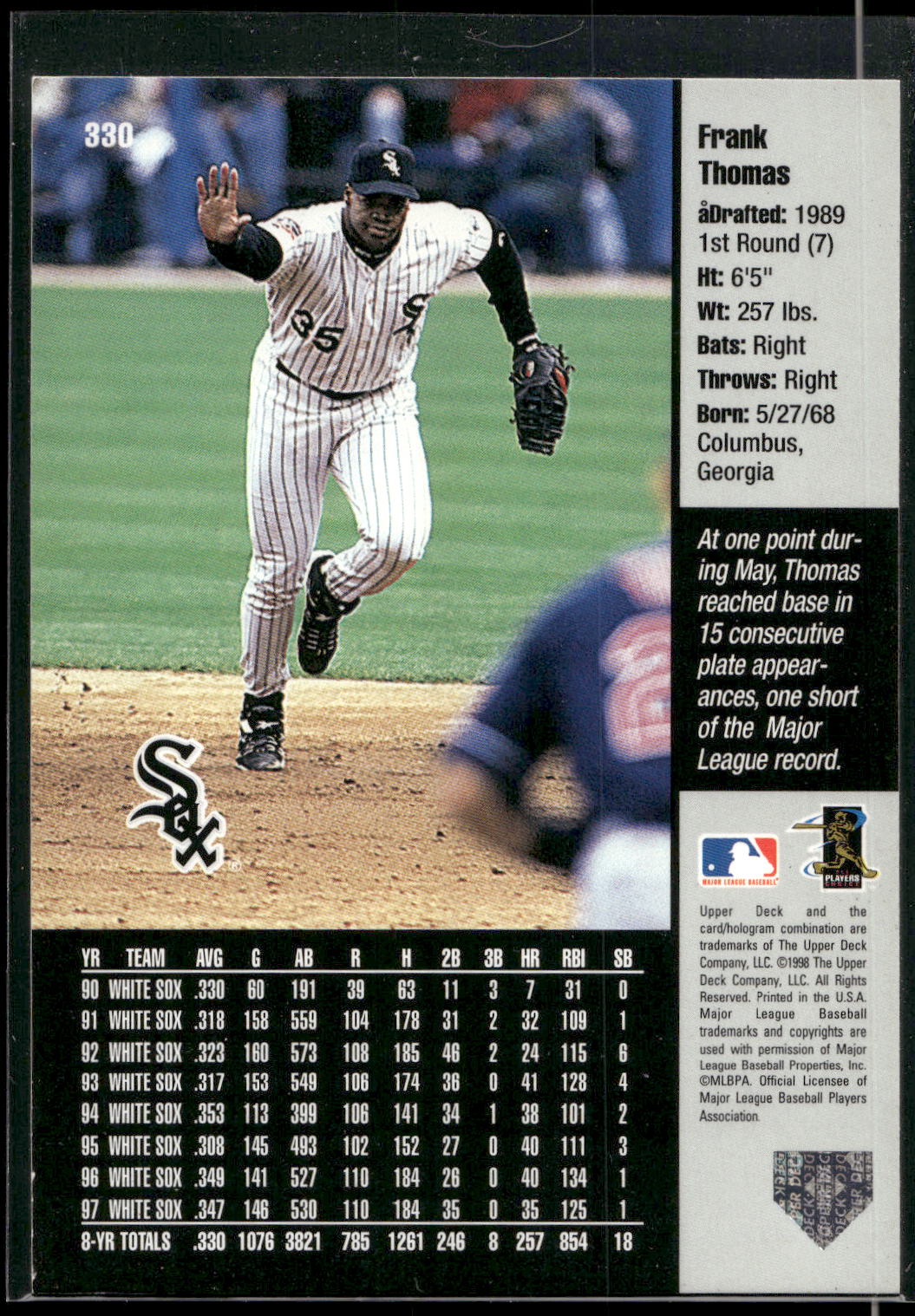 1998 Upper Deck #330 Frank Thomas