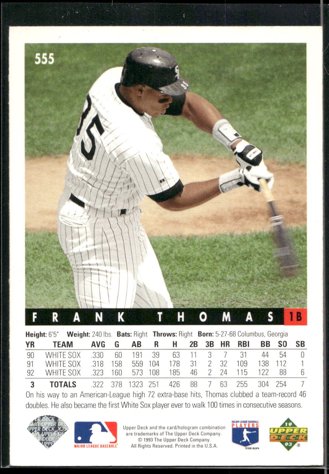1993 Upper Deck #555 Frank Thomas