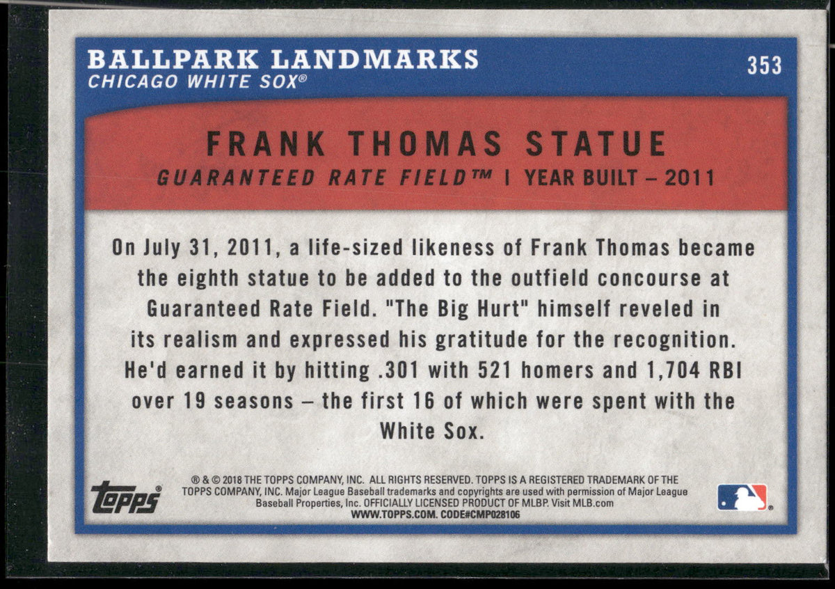 2018 Topps Big League #353 Frank Thomas Statue