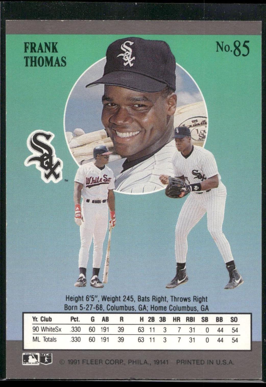 1991 Ultra #85 Frank Thomas
