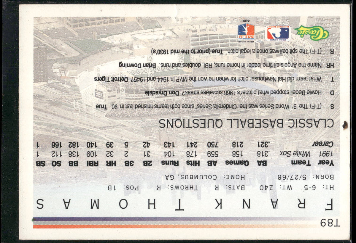 1992 Classic I #T89 Frank Thomas