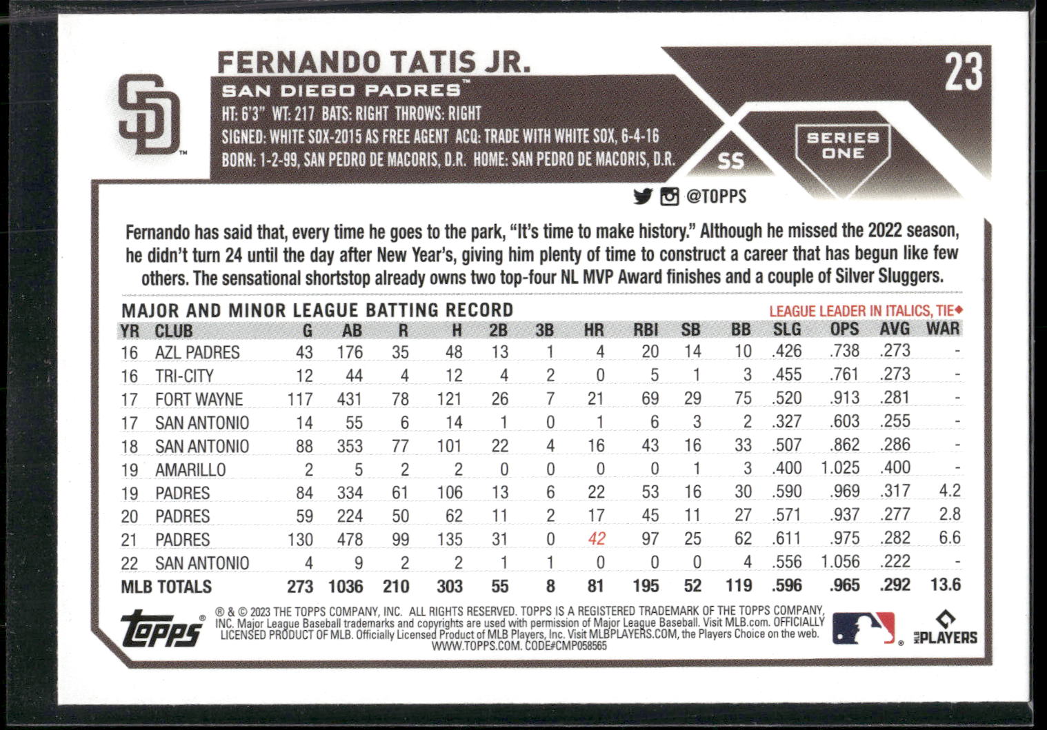 2023 Topps #23 Fernando Tatis Jr.