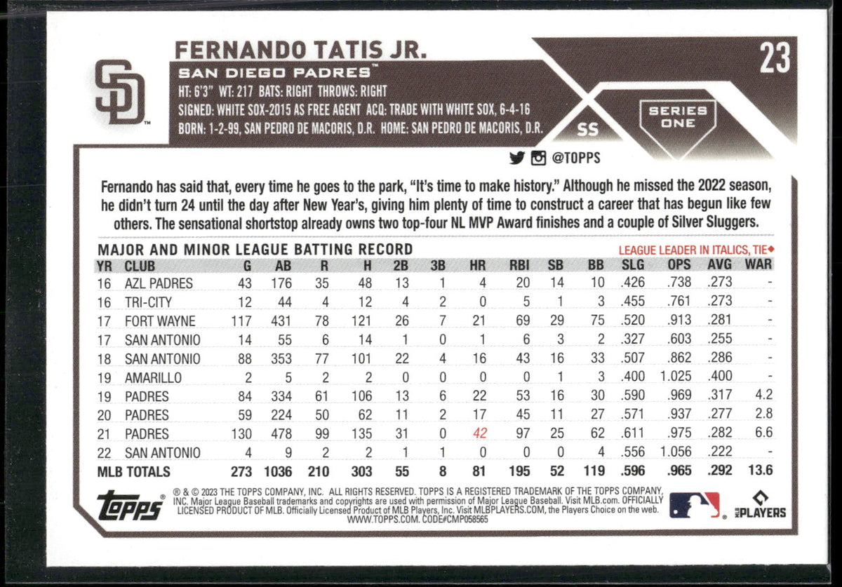 2023 Topps #23 Fernando Tatis Jr.