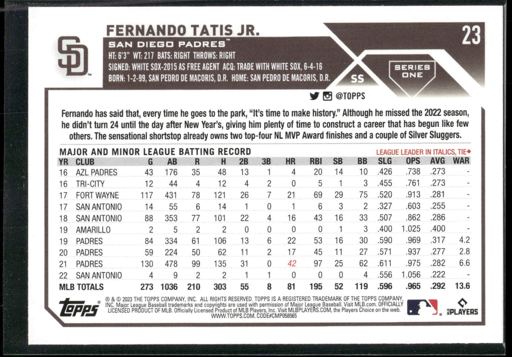2023 Topps #23 Fernando Tatis Jr.