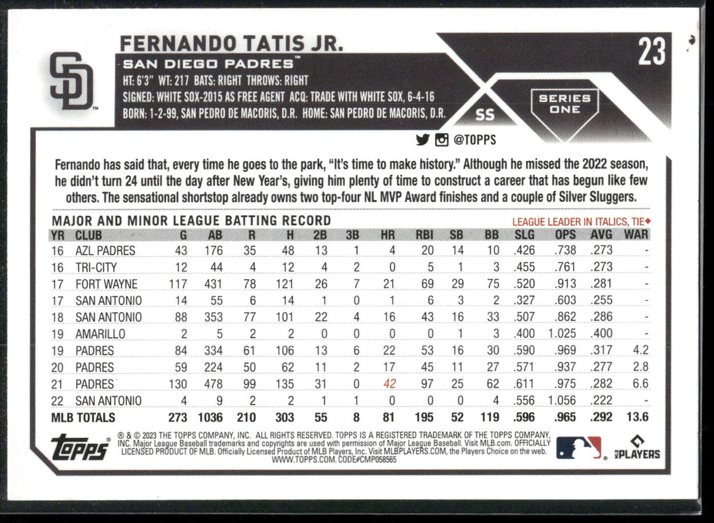 2023 Topps #23 Fernando Tatis Jr.