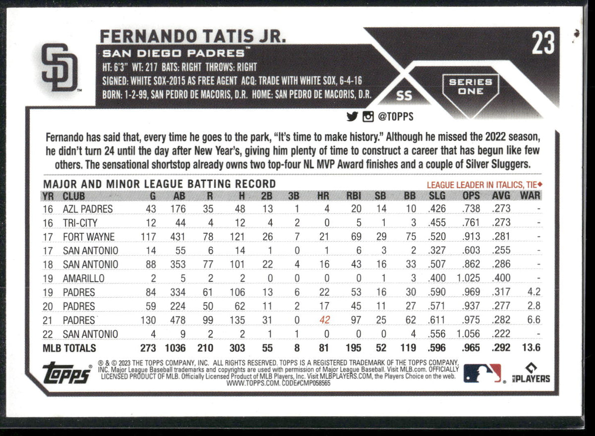 2023 Topps #23 Fernando Tatis Jr.