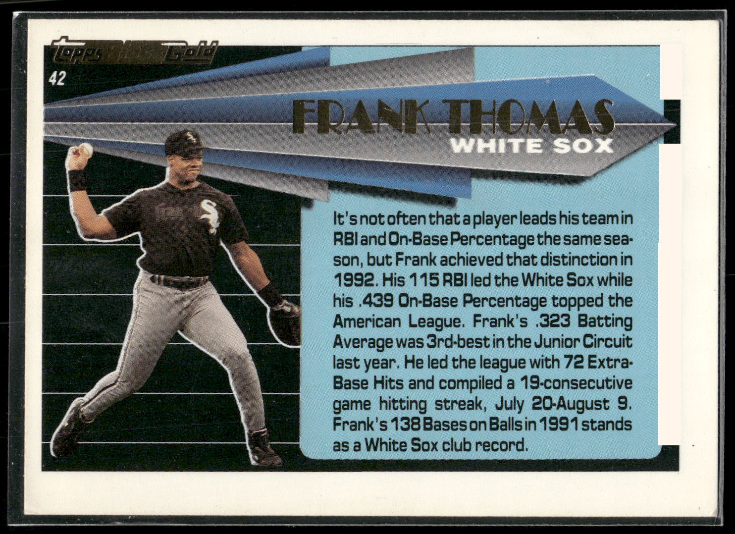 1993 Topps #42 Frank Thomas Black Gold