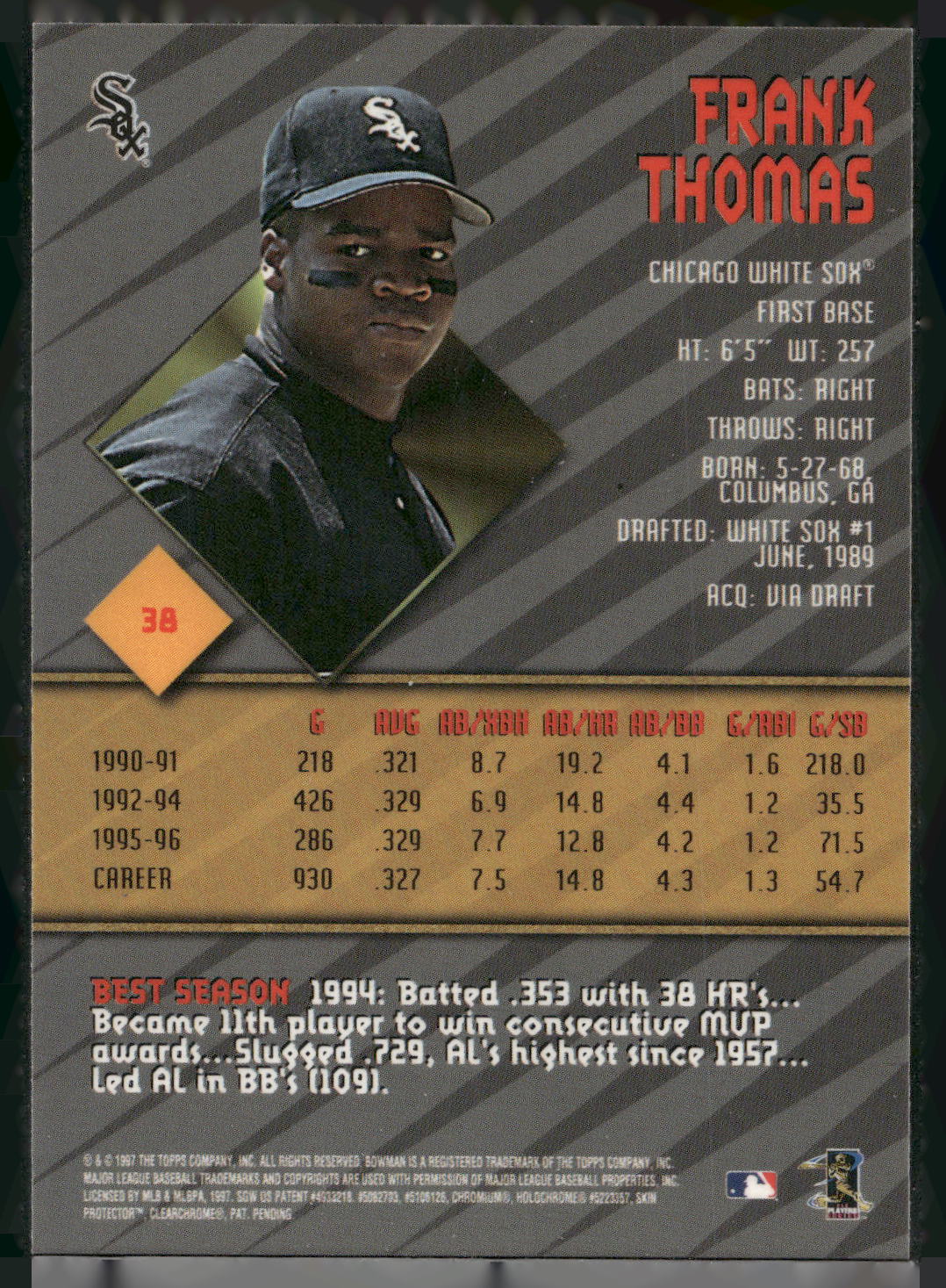 1997 Bowman's Best #38 Frank Thomas
