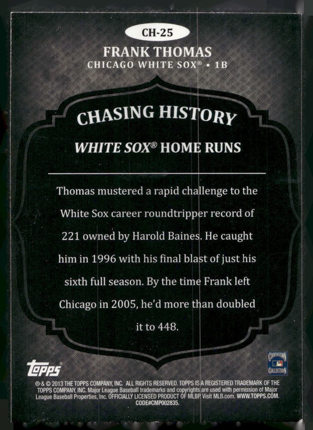 2013 Topps #CH-25 Frank Thomas Chasing History