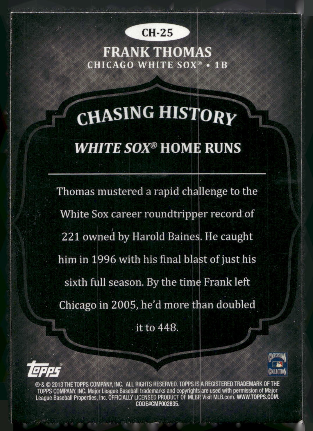 2013 Topps #CH-25 Frank Thomas Chasing History