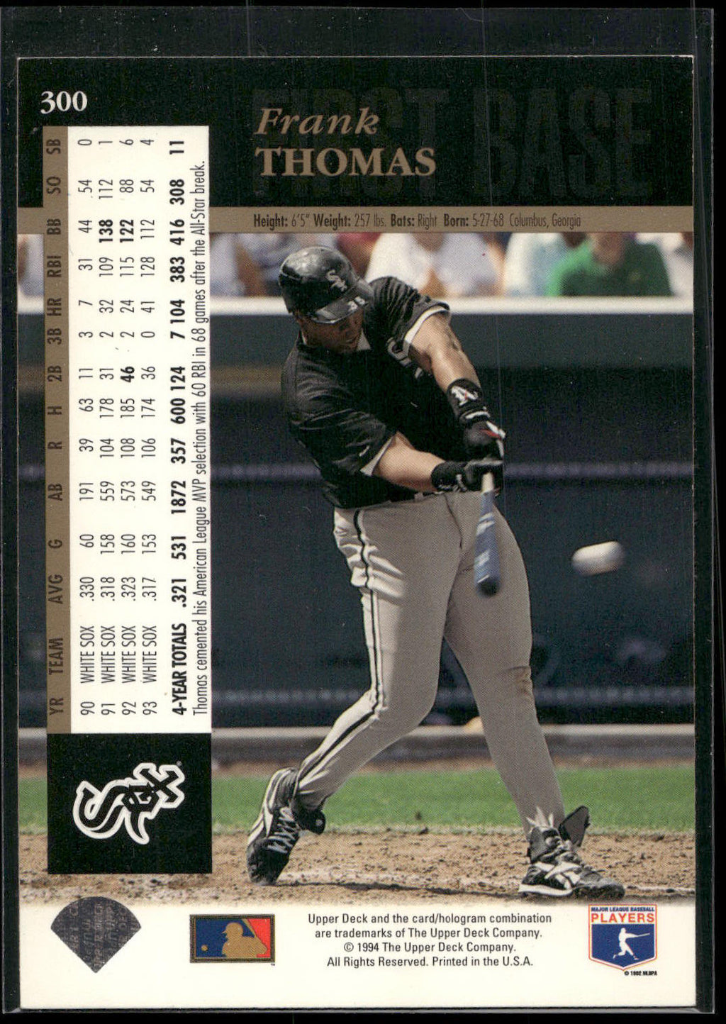 1994 Upper Deck #300 Frank Thomas