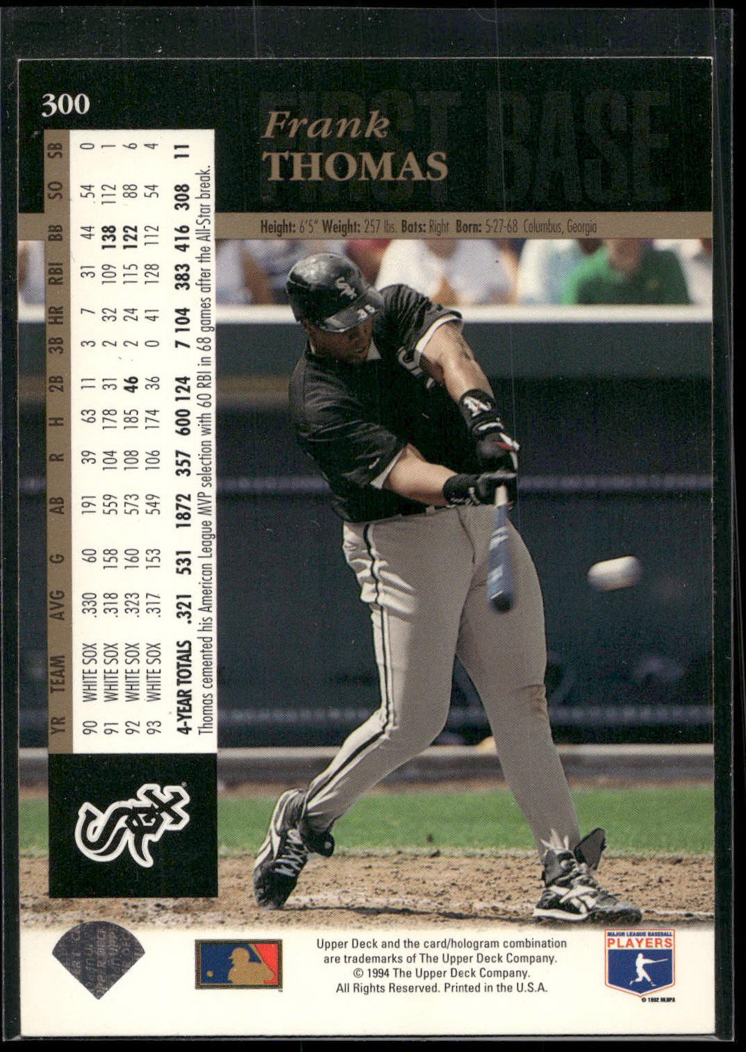 1994 Upper Deck #300 Frank Thomas