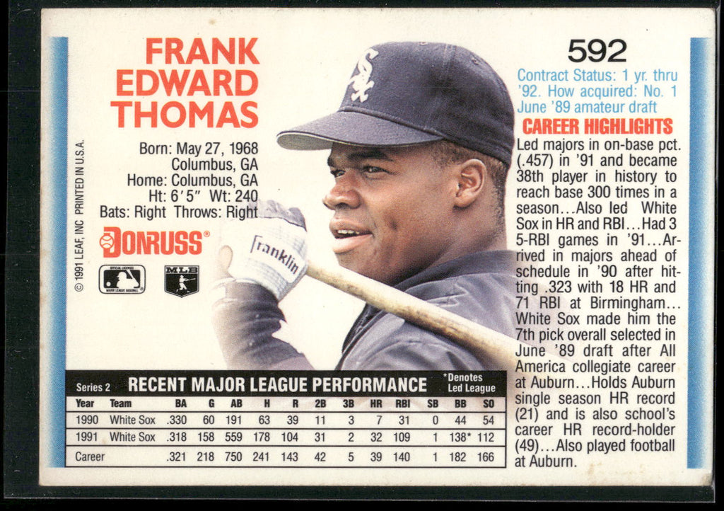 1992 Donruss #592 Frank Thomas