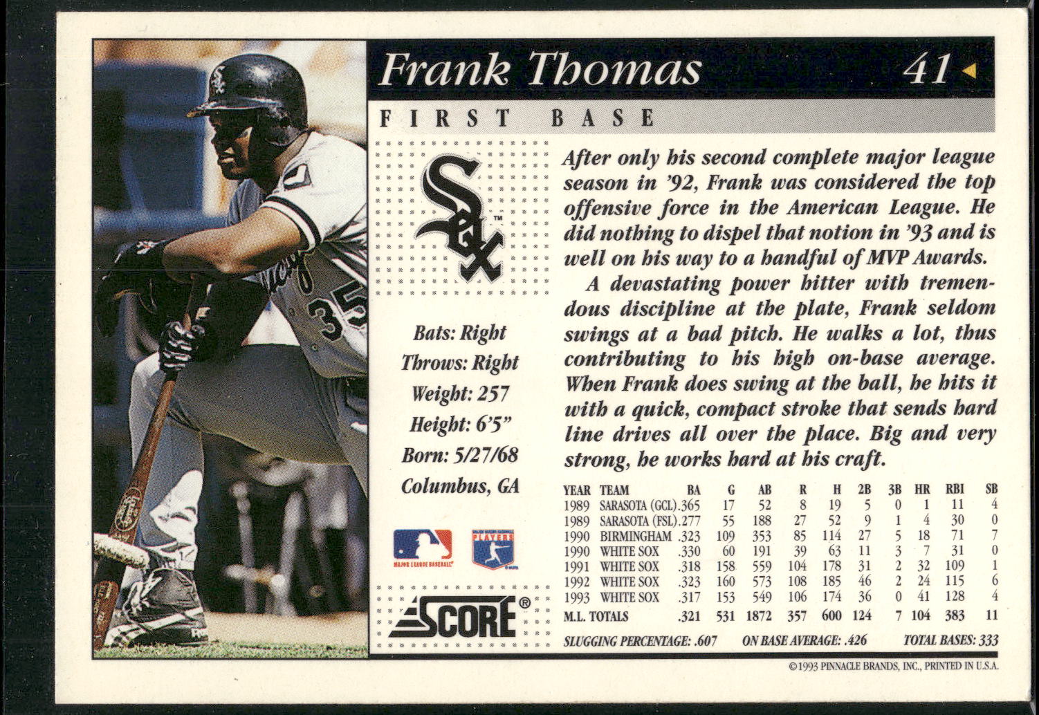 1994 Score #41 Frank Thomas