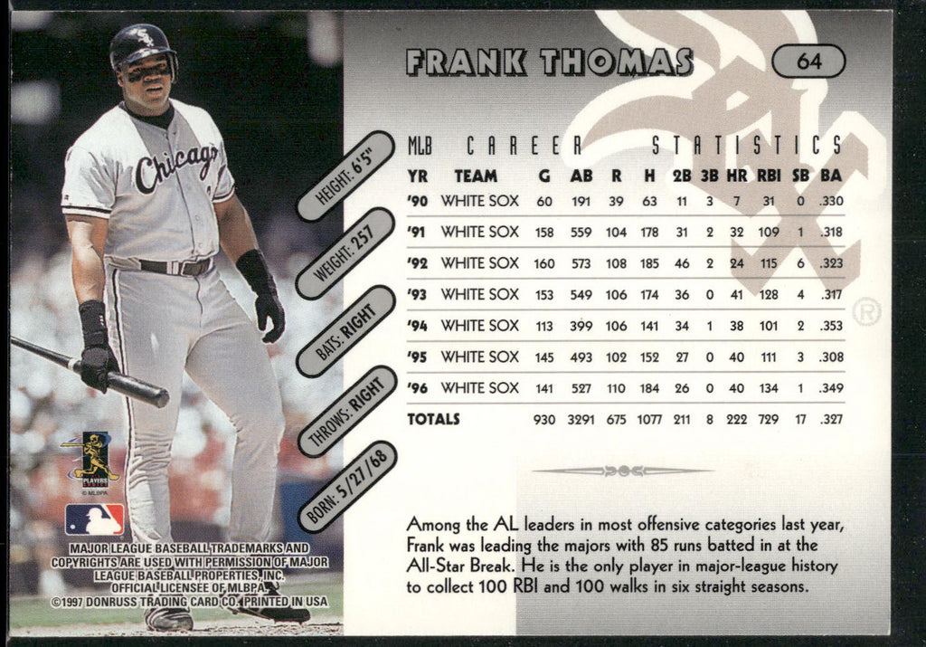 1997 Donruss Team Sets #64 Frank Thomas