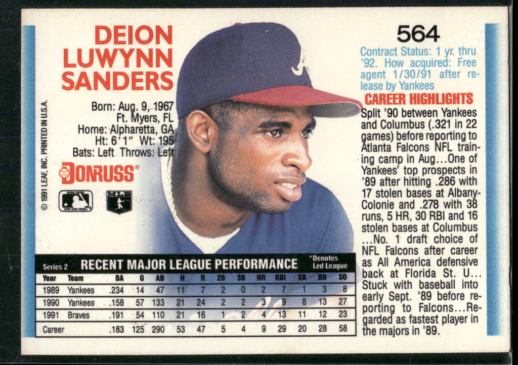 1992 Donruss #564 Deion Sanders