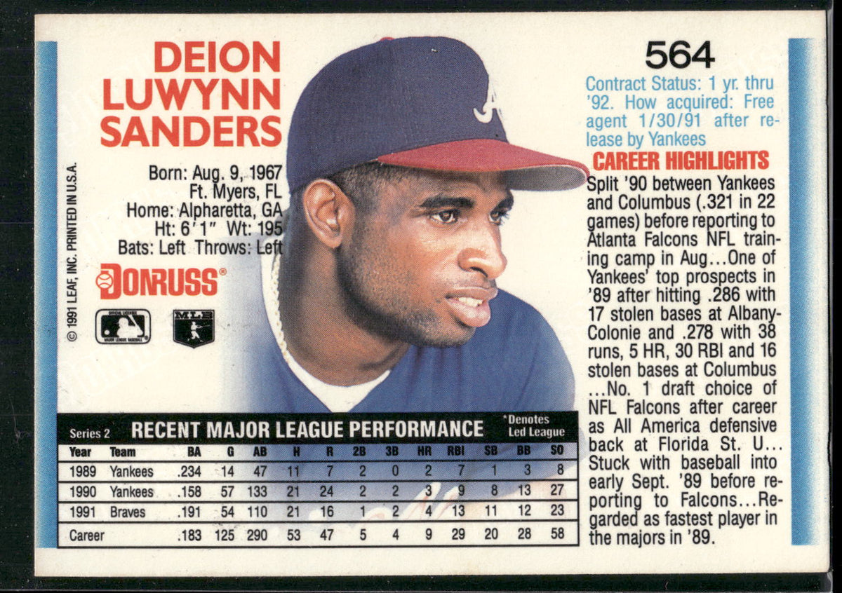 1992 Donruss #564 Deion Sanders