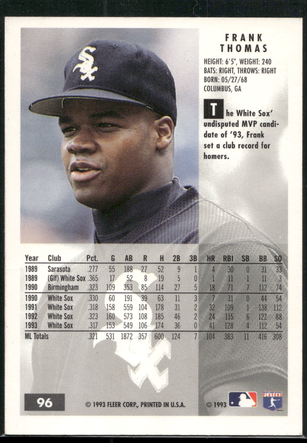 1994 Fleer #96 Frank Thomas