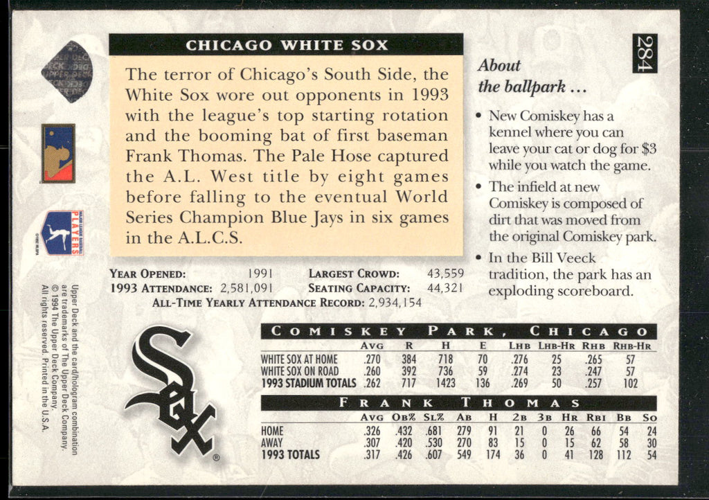 1994 Upper Deck #284 Frank Thomas