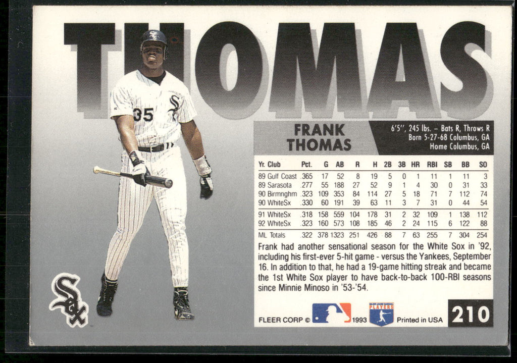 1993 Fleer #210 Frank Thomas
