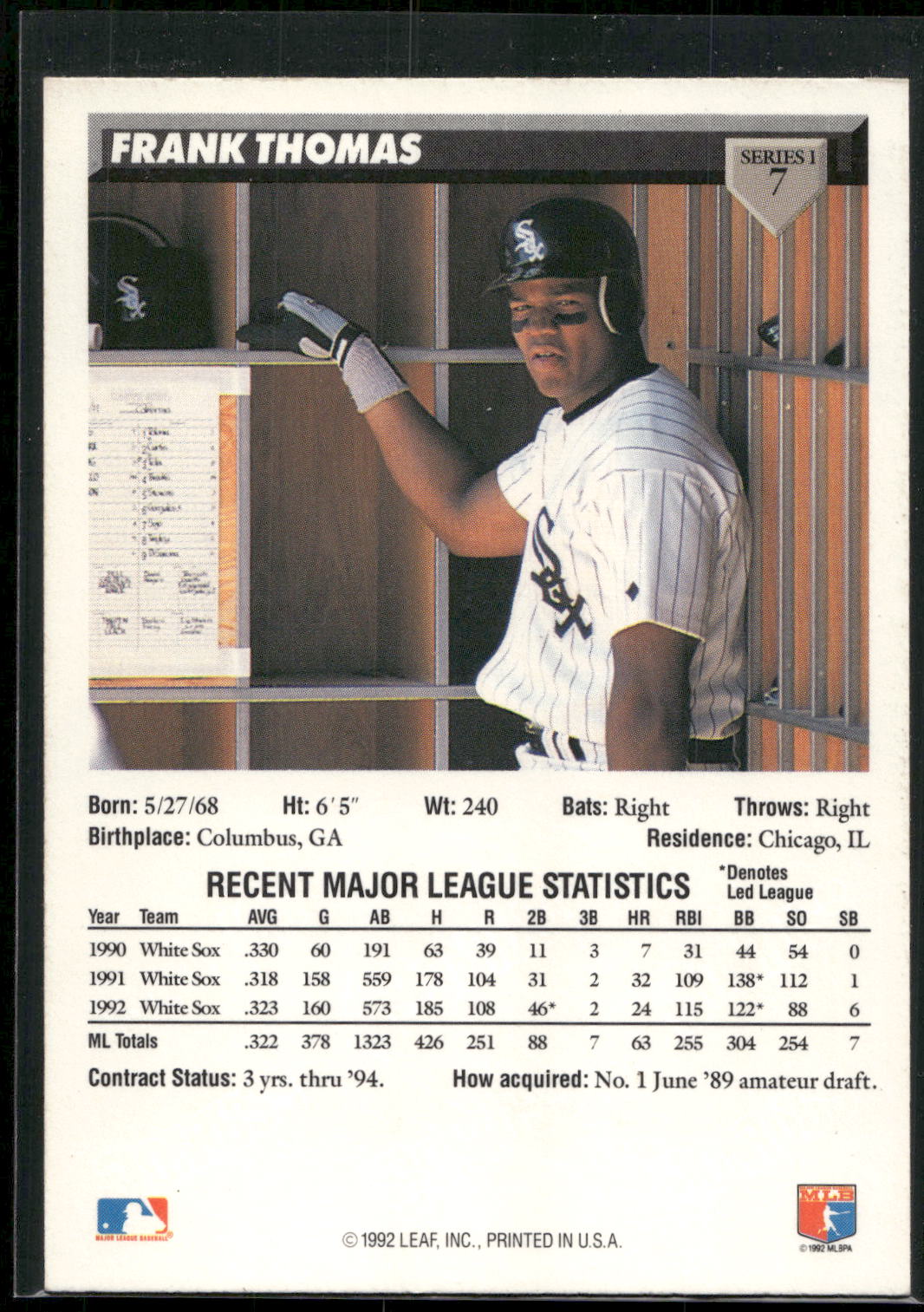 1993 Donruss #7 Frank Thomas