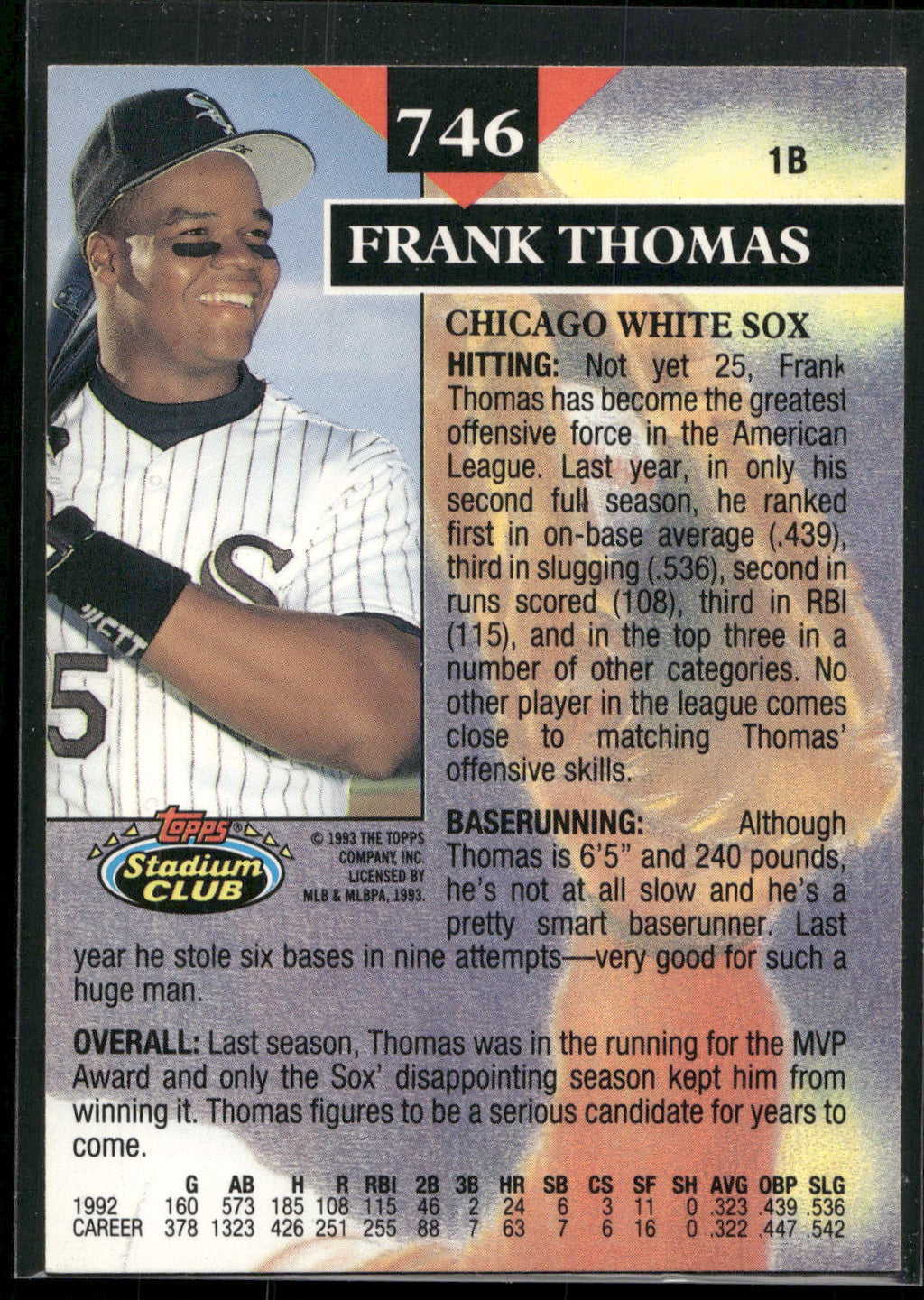 1993 Stadium Club #746 Frank Thomas