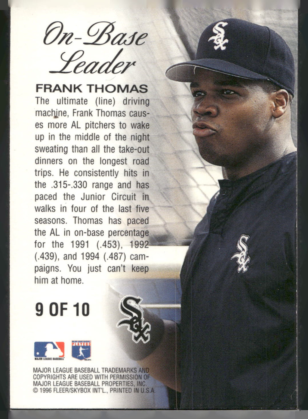 1996 Ultra #9 Frank Thomas On-Base Leaders