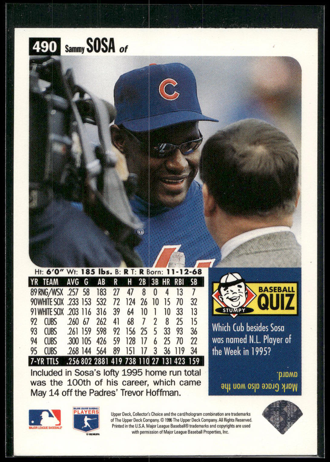 1996 Collector's Choice #490 Sammy Sosa