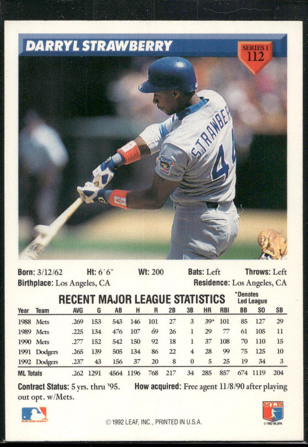 1993 Donruss #112 Darryl Strawberry