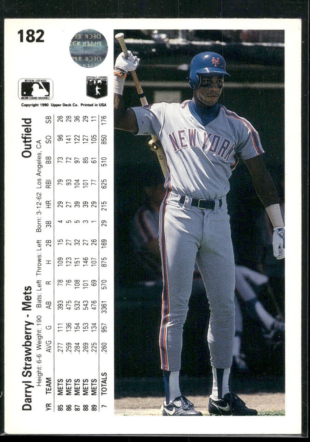 1990 Upper Deck #182a Darryl Strawberry