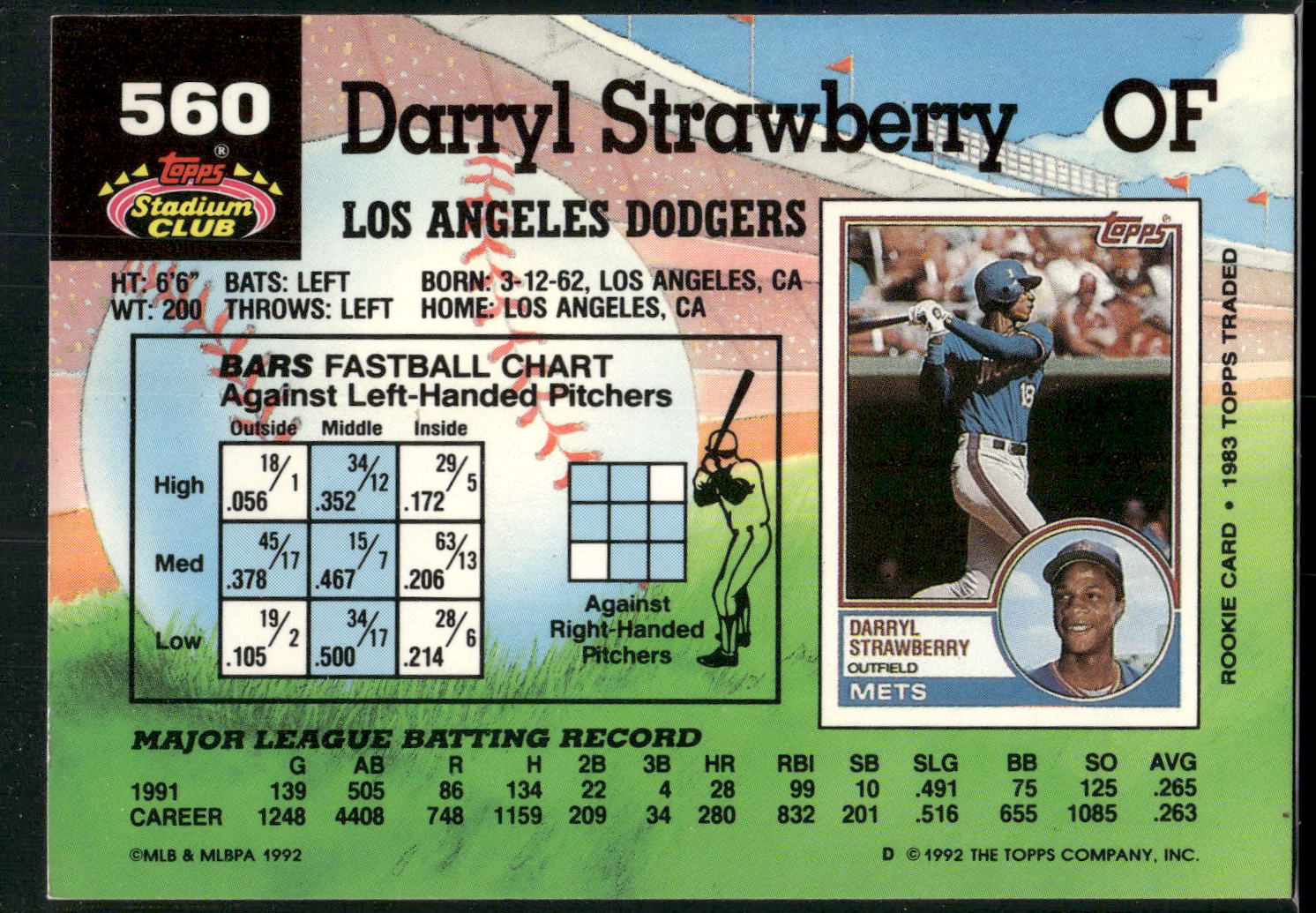 1992 Stadium Club #560 Darryl Strawberry